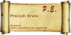 Prelich Ervin névjegykártya